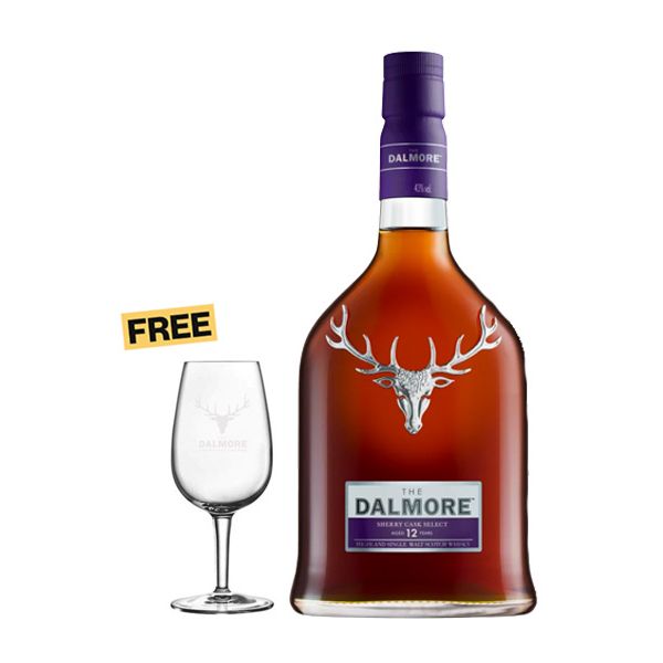 The Dalmore Sherry Cask Select 12 Years Single Malt Scotch Whisky 70cl + 1x FREE Glass