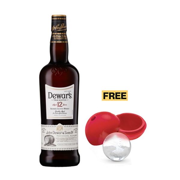 Dewar's 12 Years Old Blended Scotch Whisky 75cl + 1x FREE Ice Mold