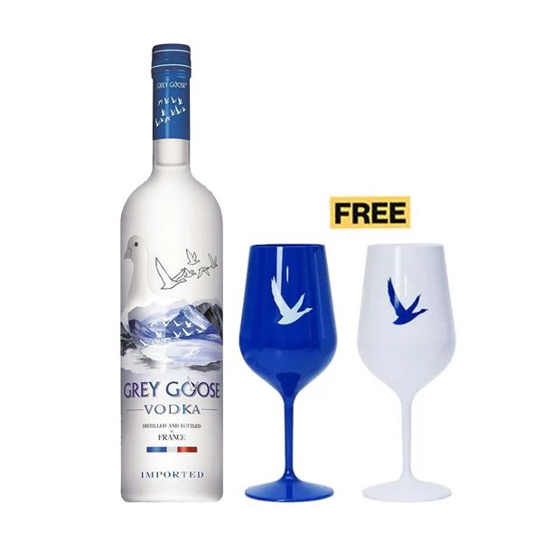 Grey Goose Vodka 70cl + 2x FREE Glasses