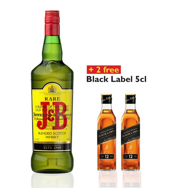 J&B Rare Scotch Whisky 1L + 2x FREE Black Label 5cl