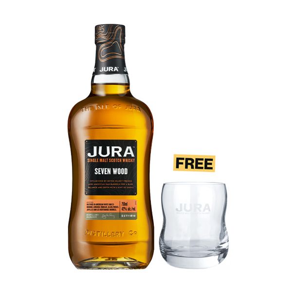 Jura Seven Wood Single Malt Scotch Whisky 70cl + 1x FREE Glass
