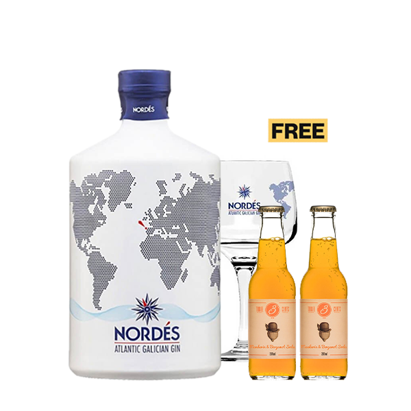 Nordés Atlantic Galician Gin 70cl + 1x FREE Glass and 2x FREE Mandarin & Bergamot Soda