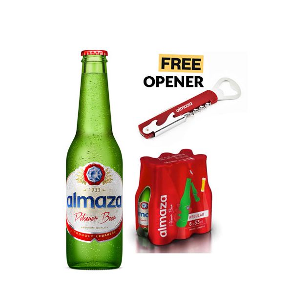 Almaza Pilsner - Pack of 6x 330ml + FREE Opener