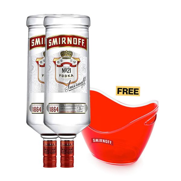 2x Smirnoff Red Vodka 1.5L + 1x FREE Ice Bucket