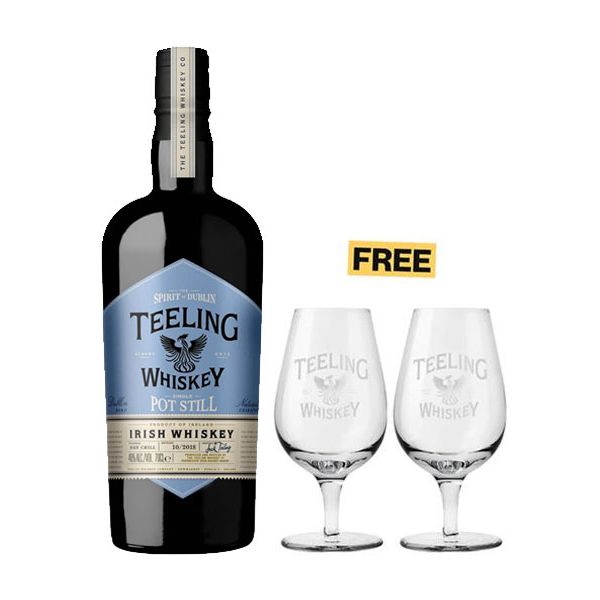 Teeling Irish Whiskey Single Pot Still 70cl + 2x FREE Glasses