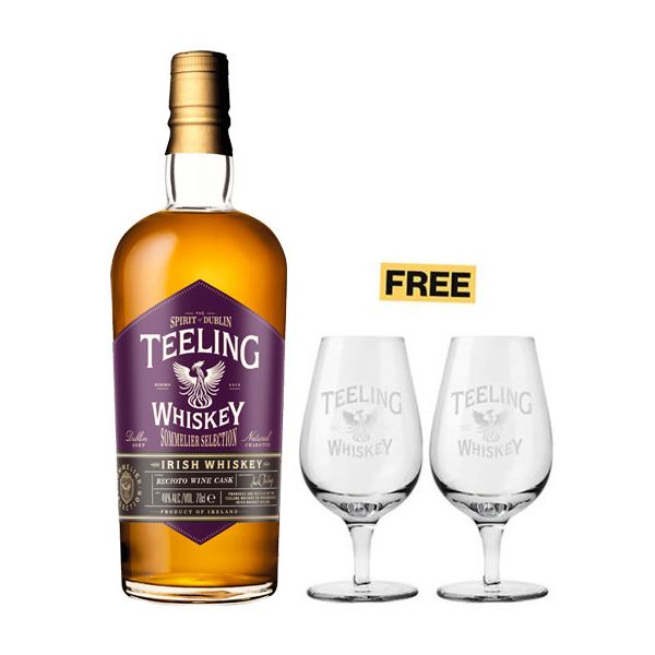 Teeling Irish Whiskey Sommelier Selection Recioto Cask 70cl + 2x FREE Glasses
