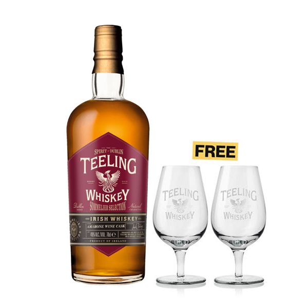 Teeling Irish Whiskey Amarone Sommelier Selection Small Batch Series 70cl + 2x FREE Glasses
