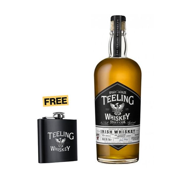 Teeling Irish Whiskey Stout Cask Finish 70cl + 1x FREE Mini Flask