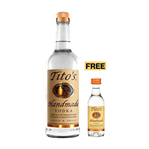 Tito's Handmade Vodka 75cl + 1x FREE 5cl